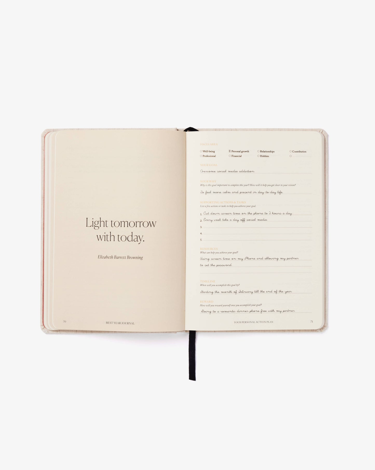 Best Year Journal Pink, guided 12-month planner goals