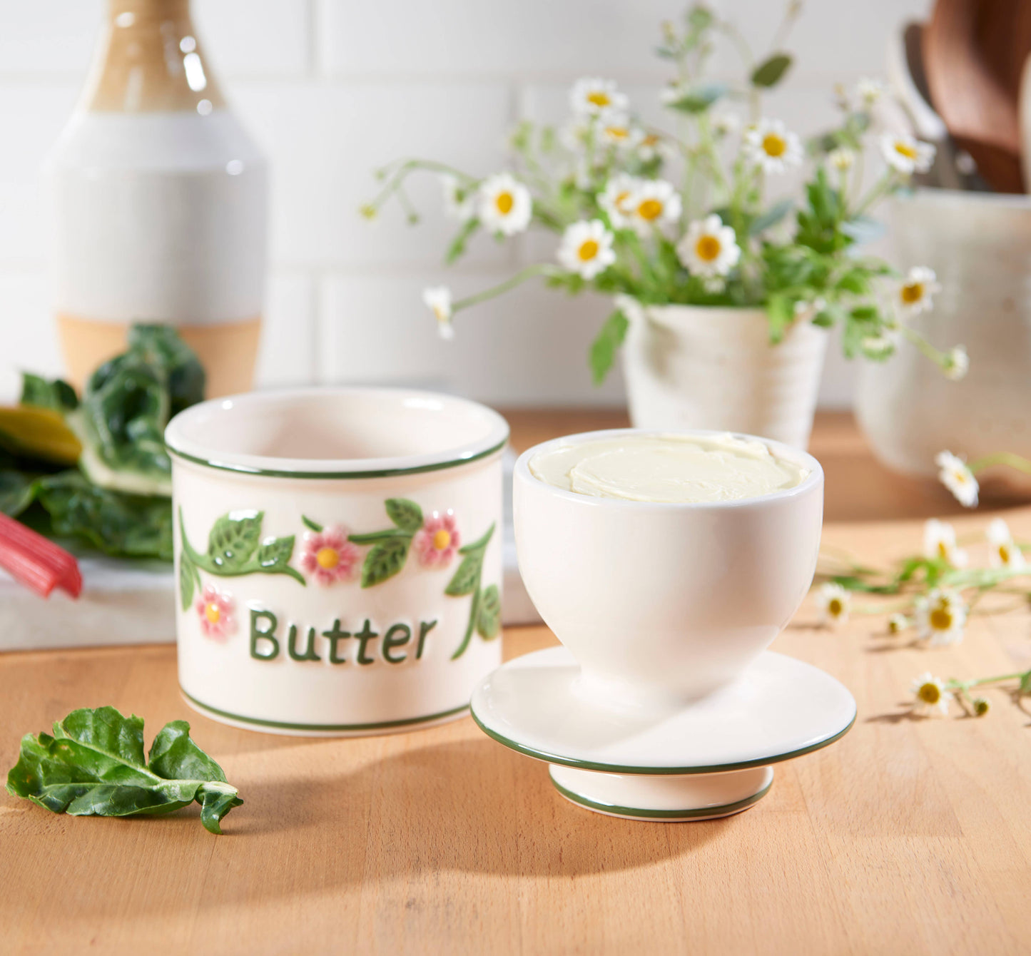 The Original Butter Bell® Crock - Hand Painted Raised Floral