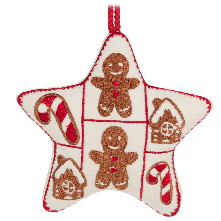 Gingerbread Man Star Embroidery Ornament
