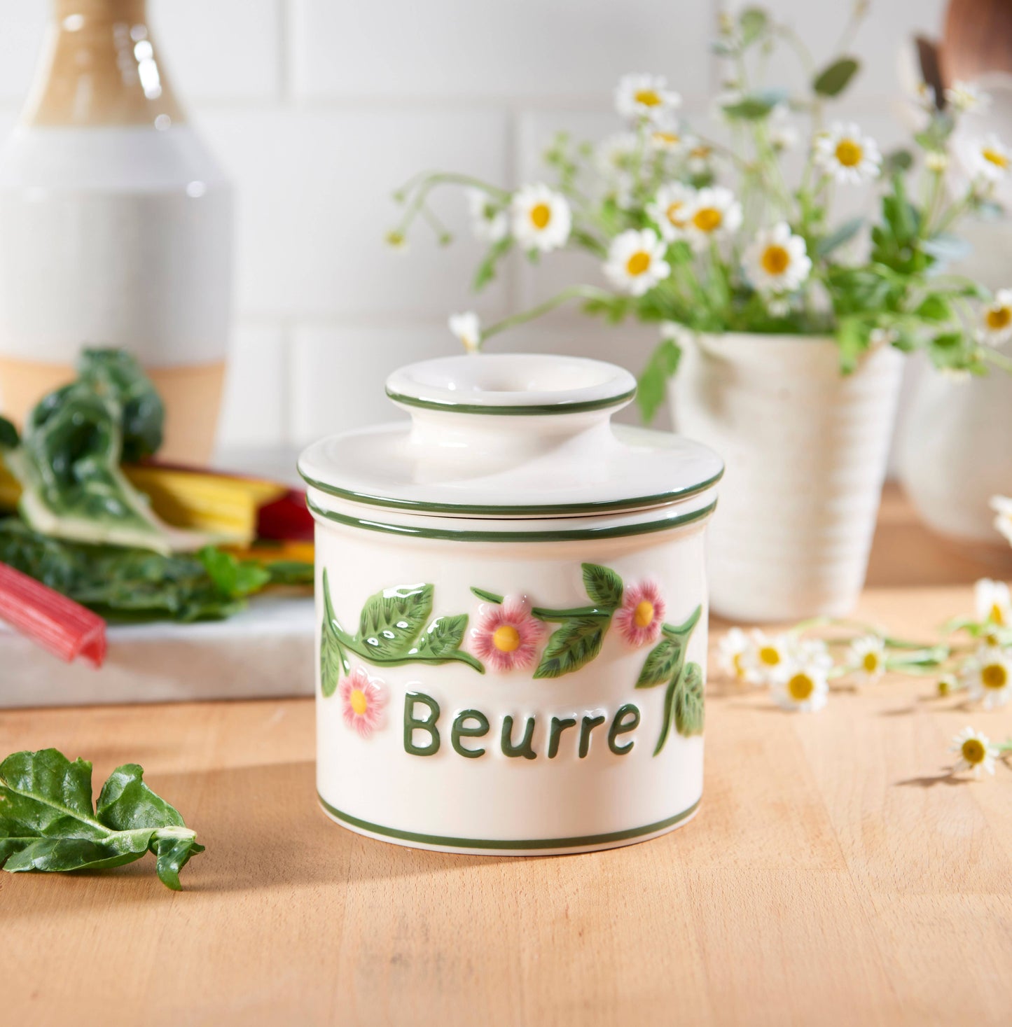 The Original Butter Bell® Crock - Hand Painted Raised Floral