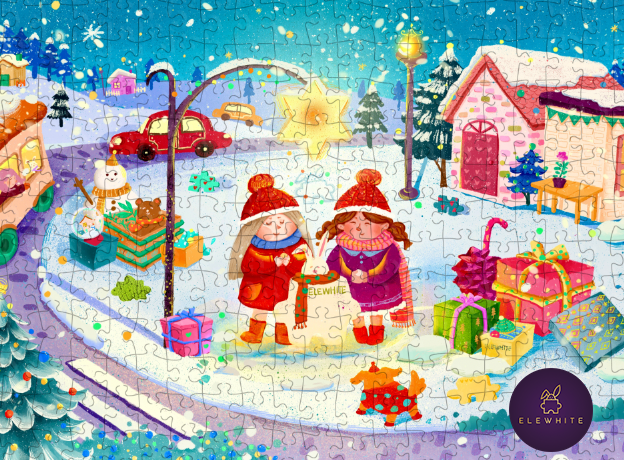 ELEWHITE - Whimsy Town Panoramic Puzzle (1000 Pieces)