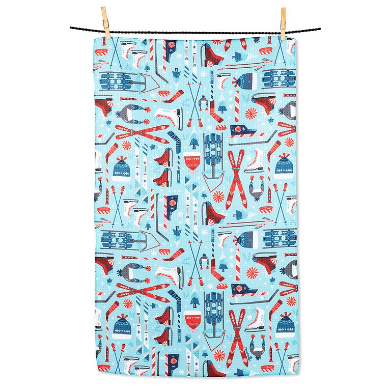 Holiday Kitchen Towel Winter Sports