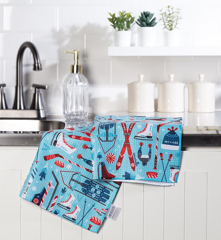 Holiday Kitchen Towel Winter Sports