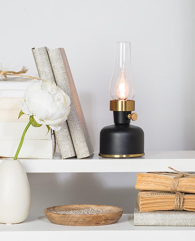 Lantern LED Lamp with Chimney - Black