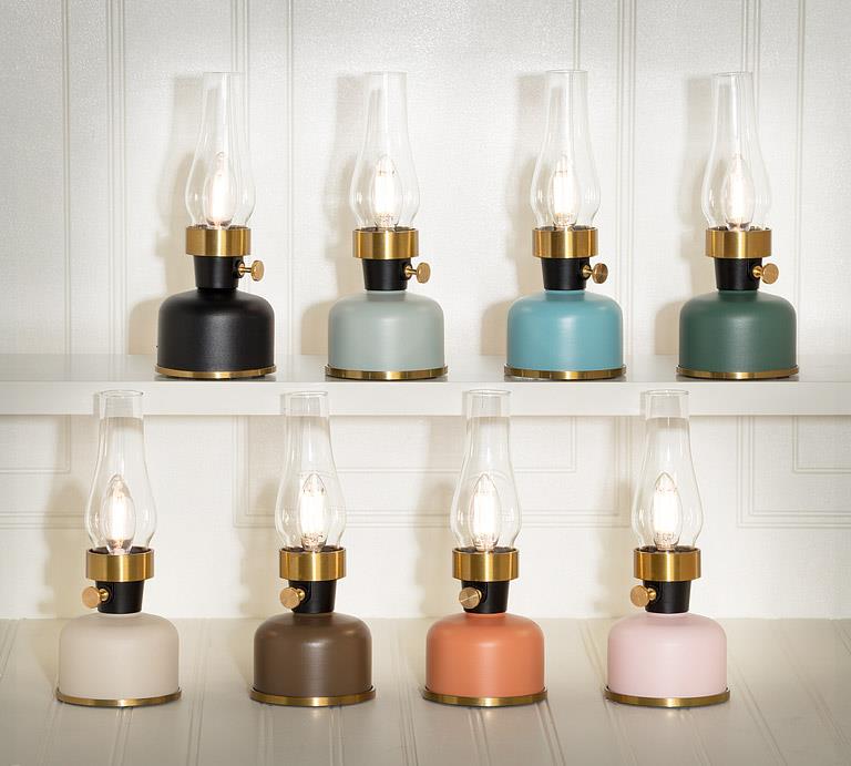 Lantern LED Lamp with Chimney - Black