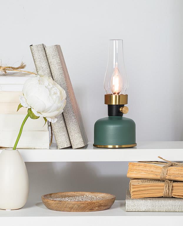 Lantern LED Lamp with Chimney - Green