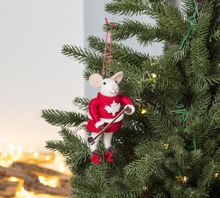 Canada Hockey Felt Mouse Ornament
