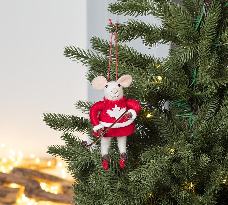 Canada Hockey Felt Mouse Ornament