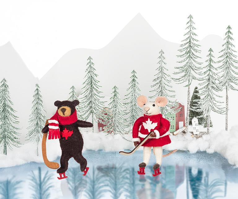 Canada Hockey Felt Mouse Ornament