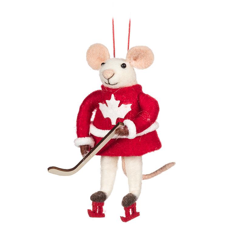 Canada Hockey Felt Mouse Ornament