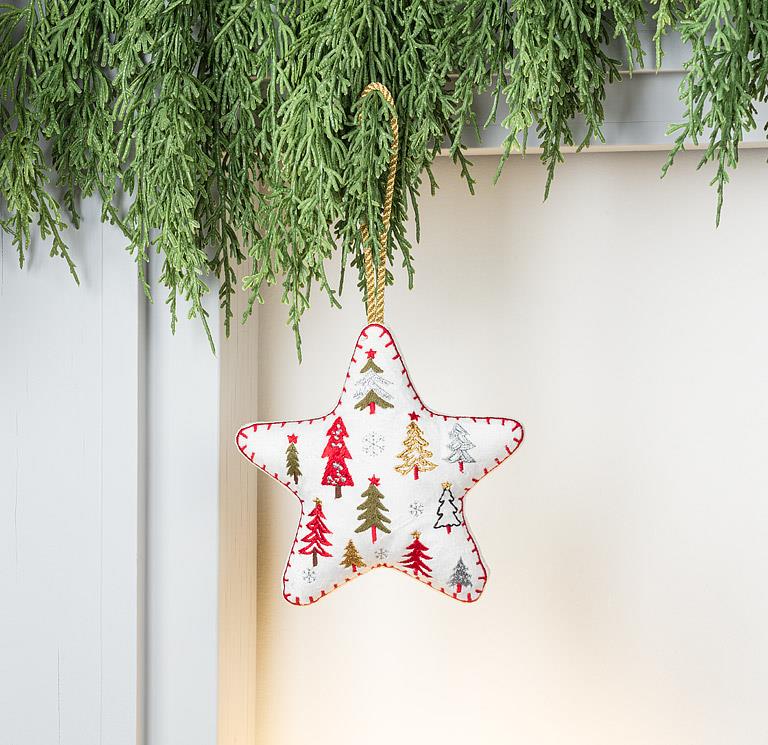 Trees Star Embroidery Ornament