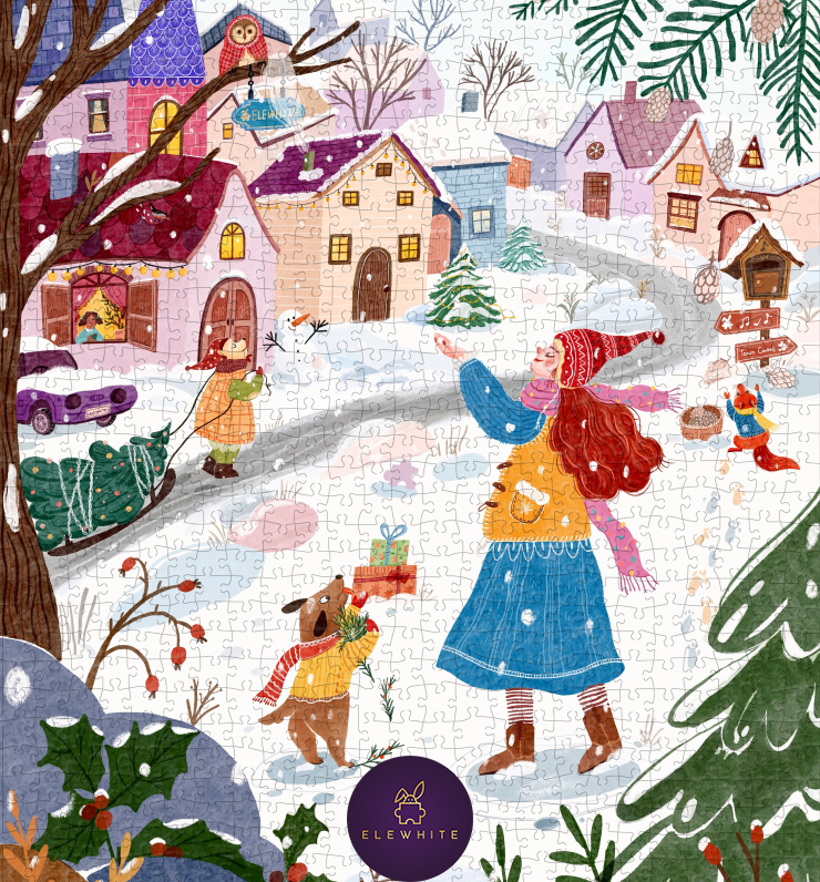 ELEWHITE - Snowfall Symphony Art Puzzle (1000 Pieces)