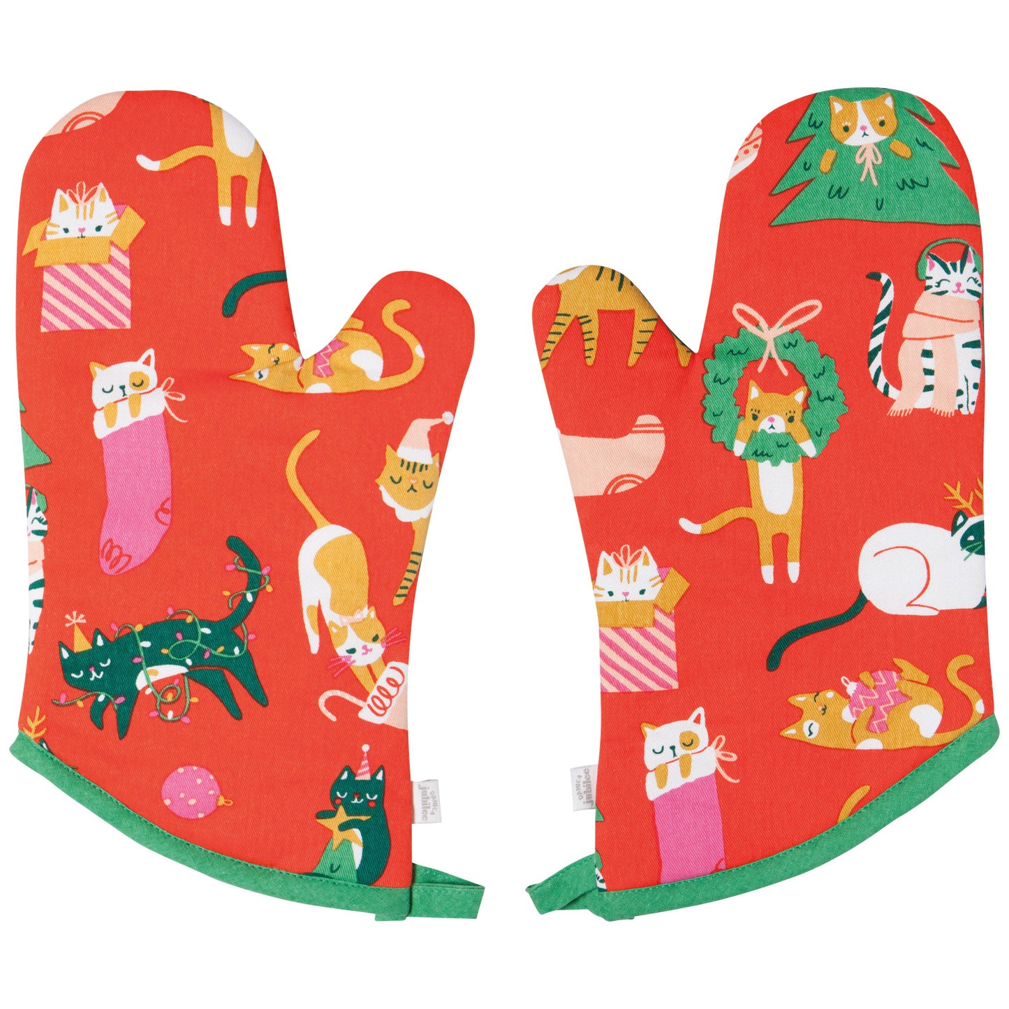 Christmas Cats Oven Mitts (Set of 2)