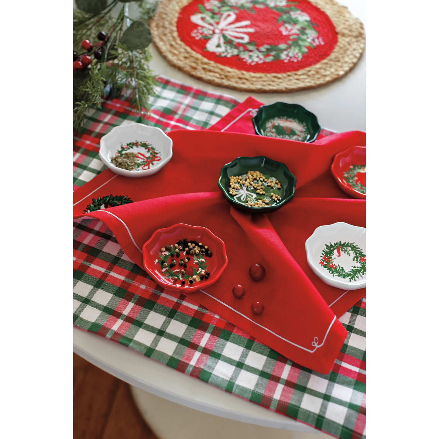 Wreaths Christmas Pinch Bowls (Set of 6)