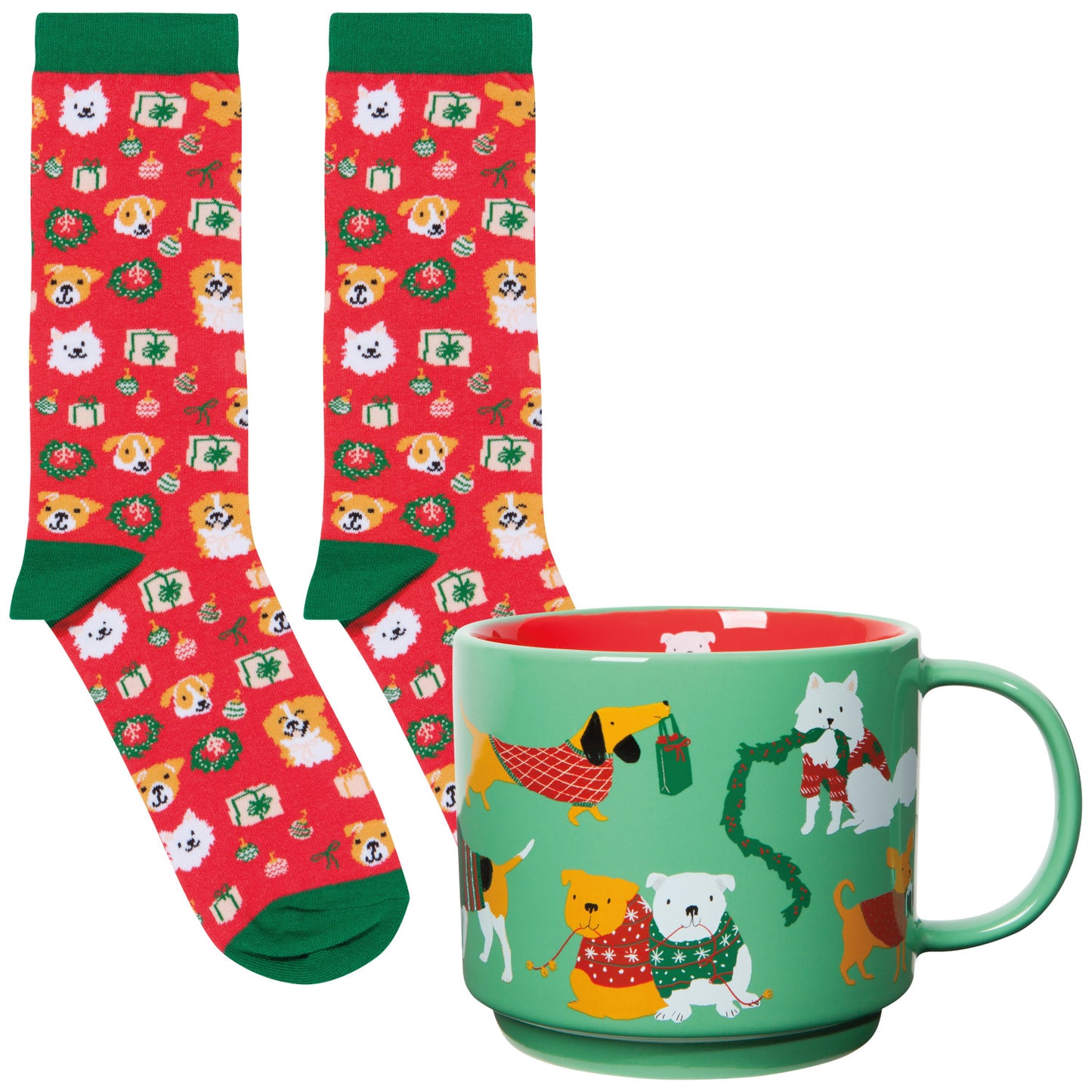 Christmas Mug and Socks Set - Holiday Dog Hounds