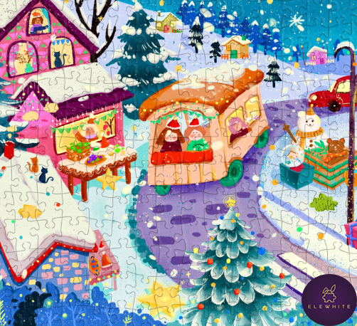 ELEWHITE - Whimsy Town Panoramic Puzzle (1000 Pieces)