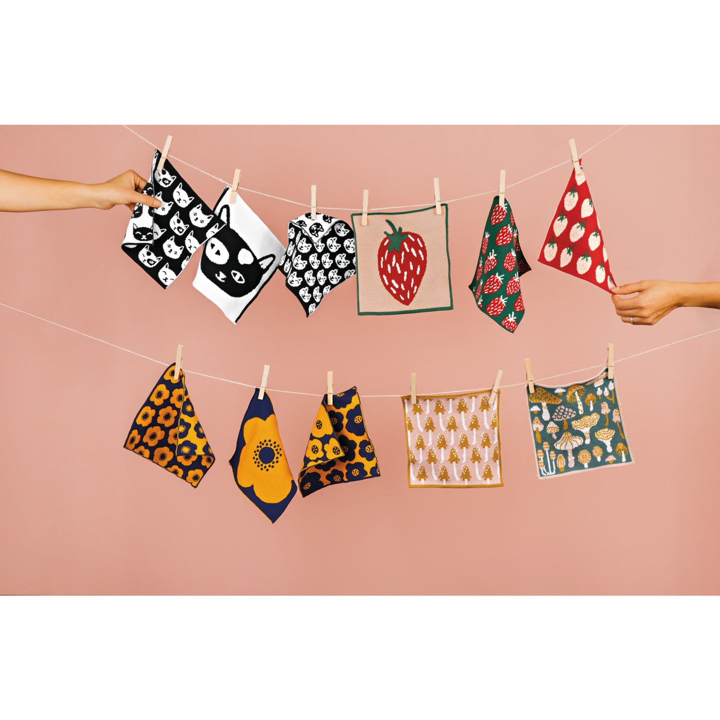 Knit Cat Dishcloths - Set of 3